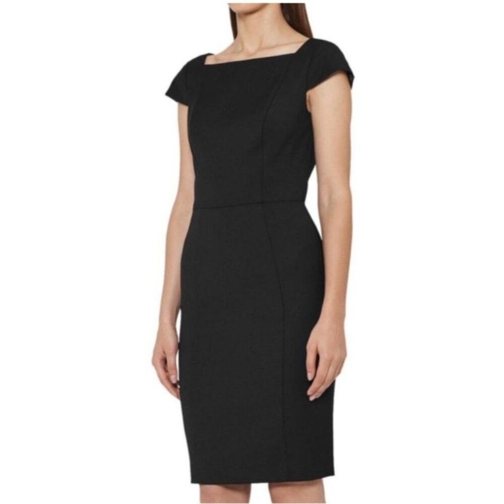REISS Black Huxley Wool Blend Tailored Sheath Dress US Sz 8 Bodycon